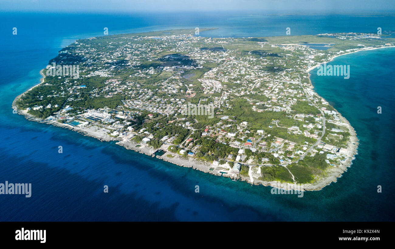 Aerial view of Grand Cayman island in the Caribbean Stock Photo