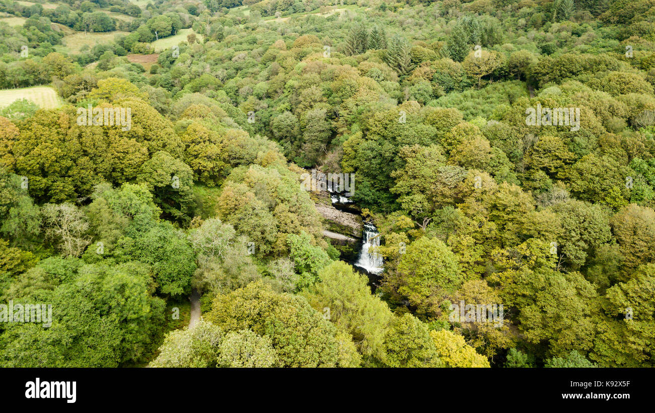 Aerial view lush waterfall hi-res stock photography and images - Alamy