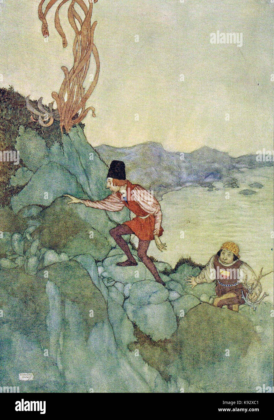 Edmund Dulac illustration Boatswain … And were brought moping hither