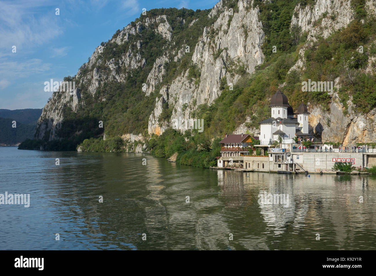 Romania, River Danube, Iron gate gorge, Mraconia monastery Stock Photo