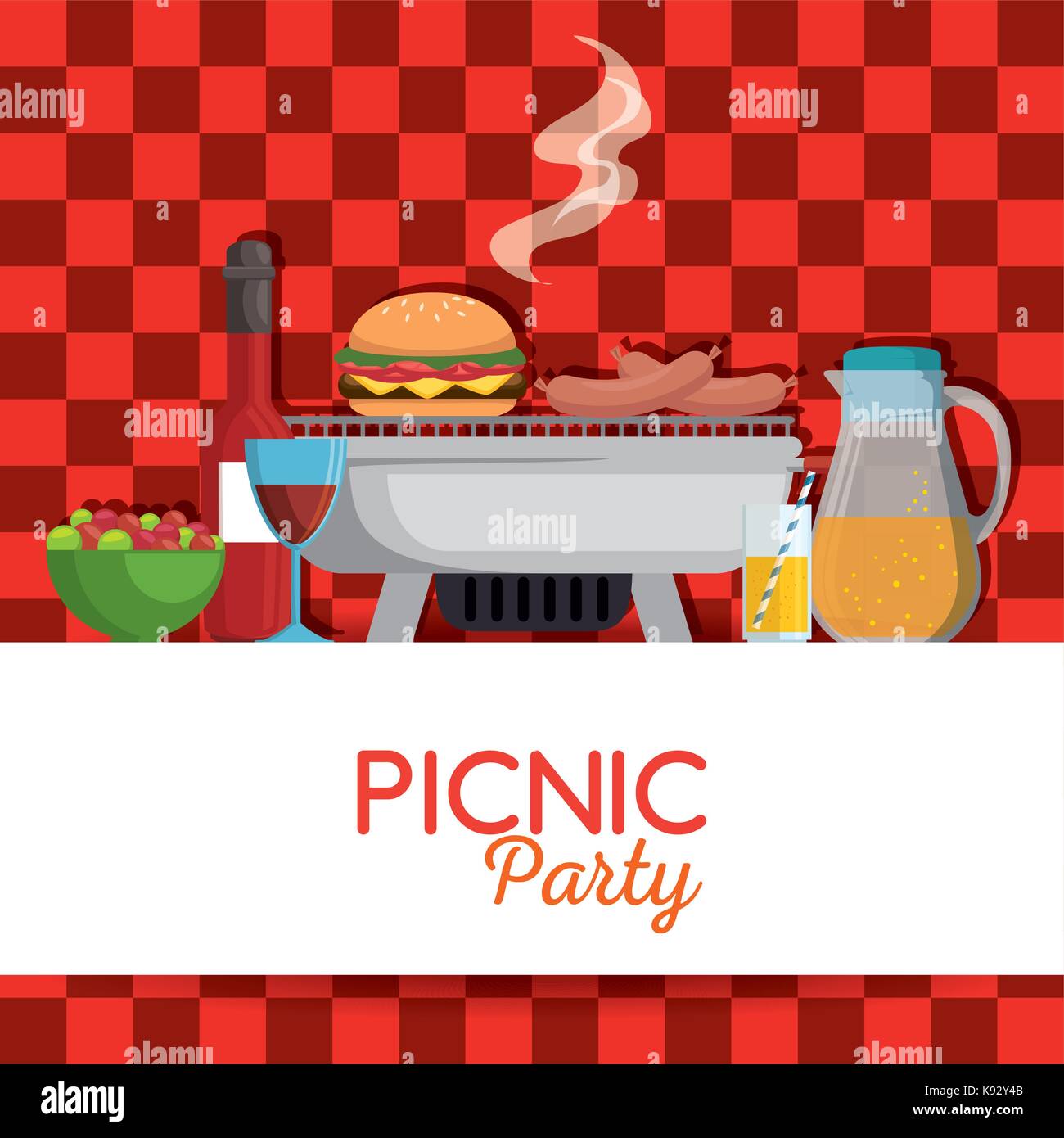 colorful picnic party poster vector illustration graphic design Stock ...