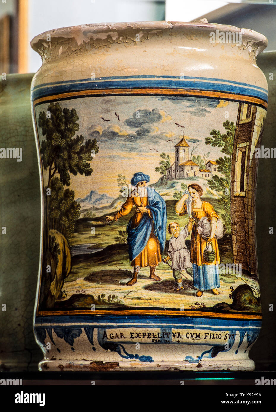 Italy Abruzzo Loreto Aprutino Acerbo ceramic museum Vase By Francesco Antonio Grue ( 1686 - 1746 ) Stock Photo