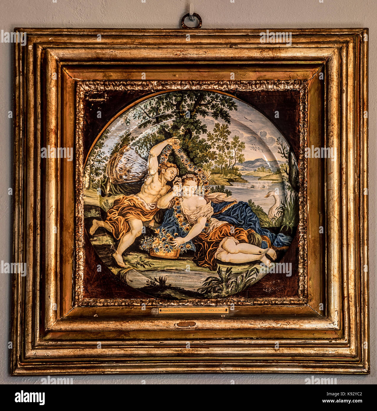 Italy Abruzzo Loreto Aprutino Acerbo ceramic museum Ninfa and Zeffiro By Francesco Saverio Grue ( 1720 - 1755 ) Stock Photo