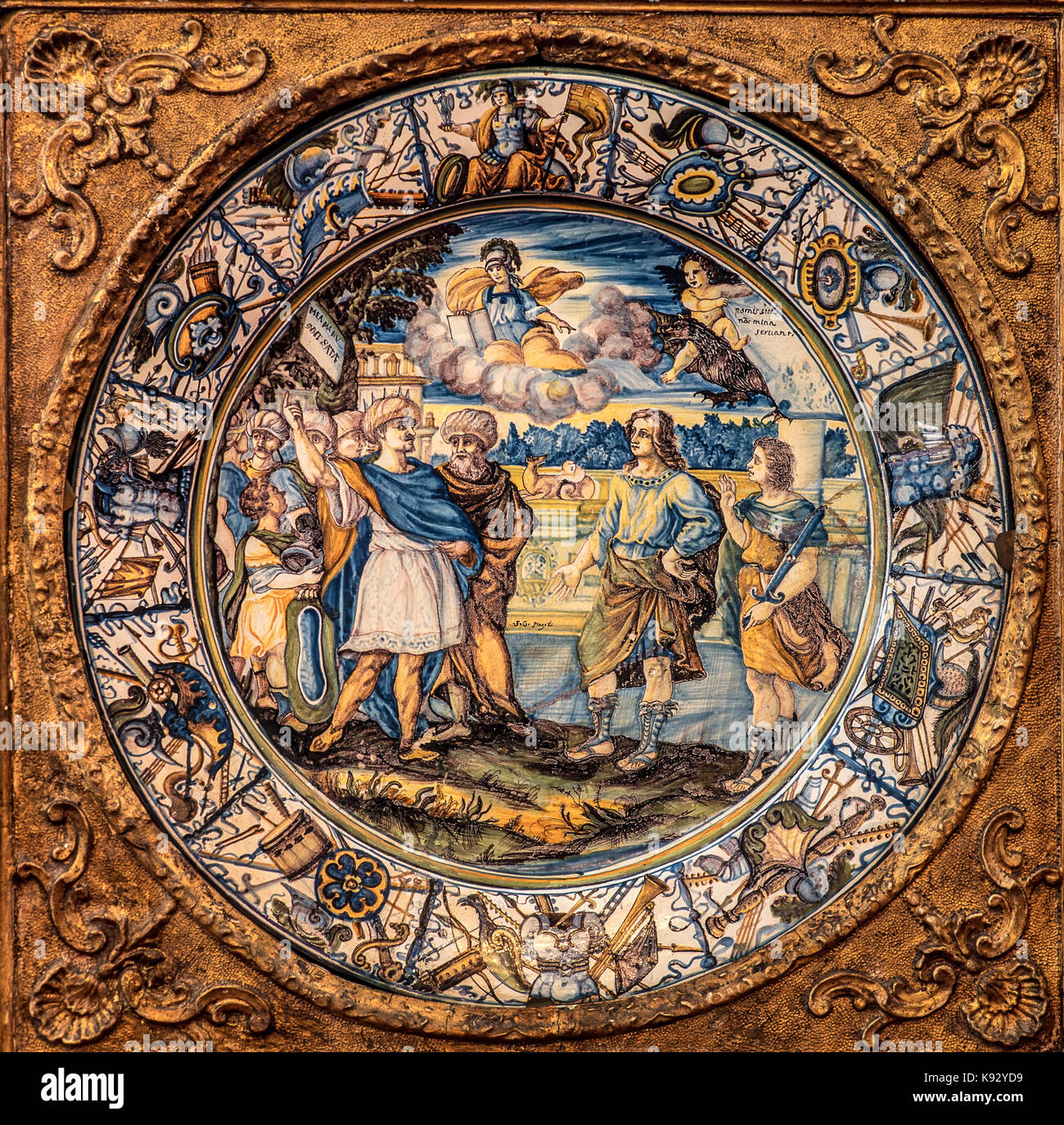 Italy Abruzzo Loreto Aprutino Acerbo ceramic museum Francesco Grue ( 1618 - 1673 ) Ciro e Lisandro Stock Photo