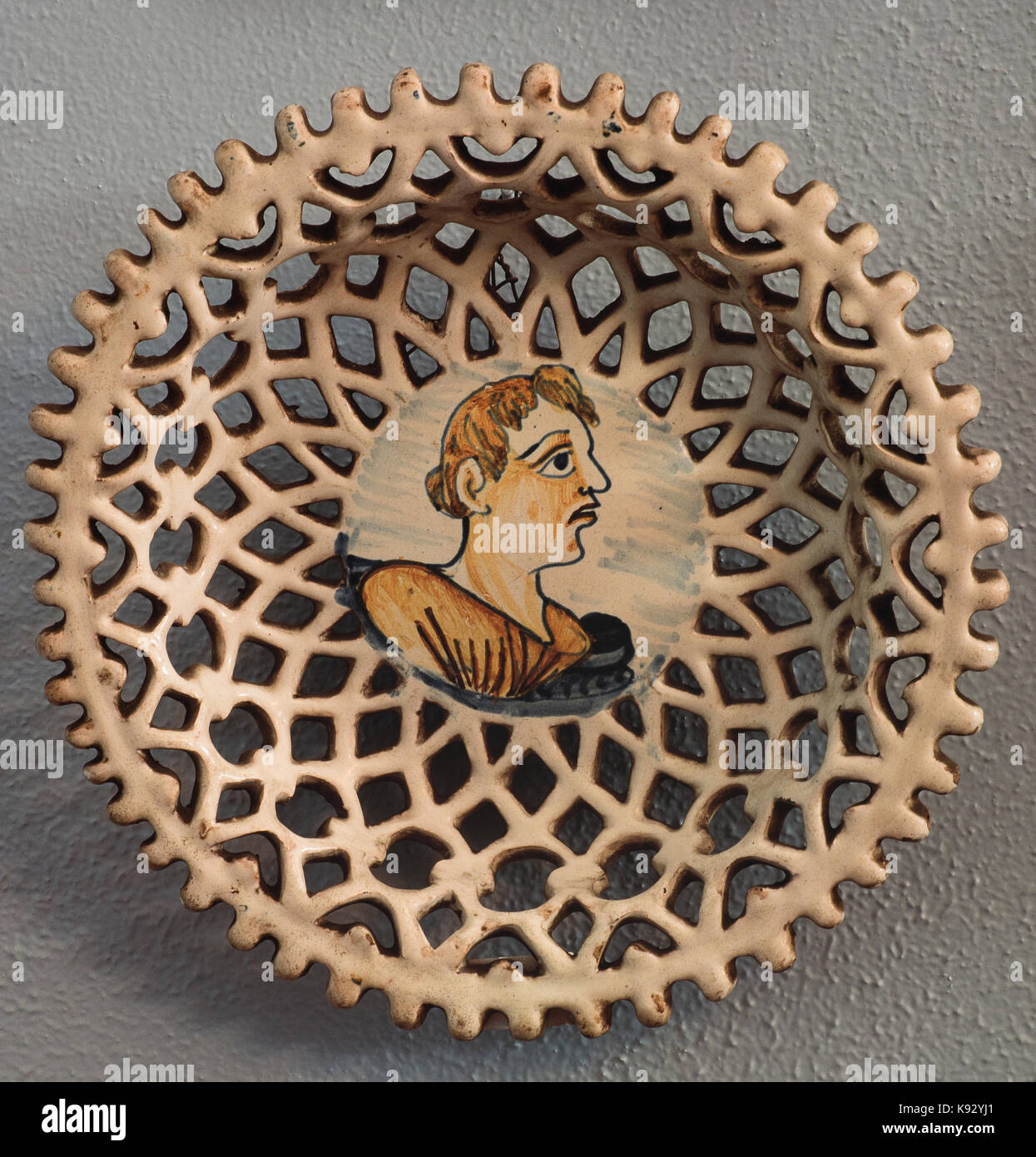 Italy Abruzzo Loreto Aprutino Acerbo ceramic museum Plate Hand painted Stock Photo