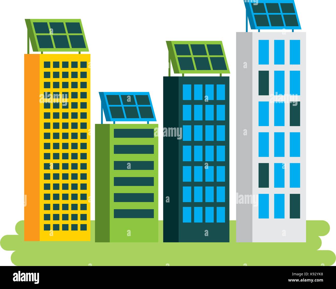 green energy urban ecology nature house or business building with solar ...