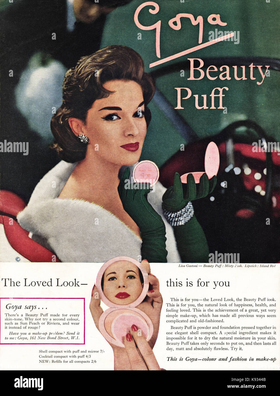 1950s old vintage original british magazine advert advertising Goya cosmetics dated 1958 Stock Photo