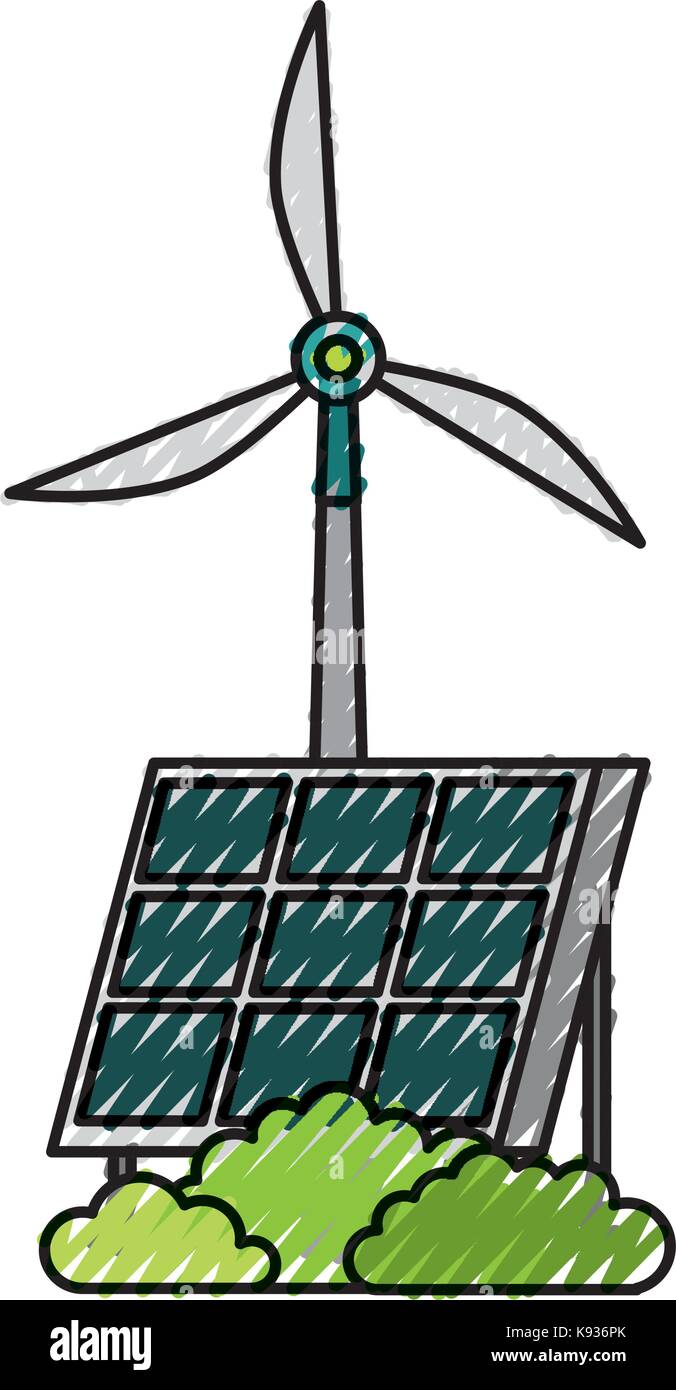 solar panel windmill alternative energy sources Stock Vector Image