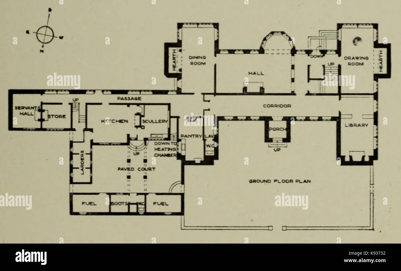 Lutyens Houses And Gardens 1921 Page 71 Floor Plan Stock Photo