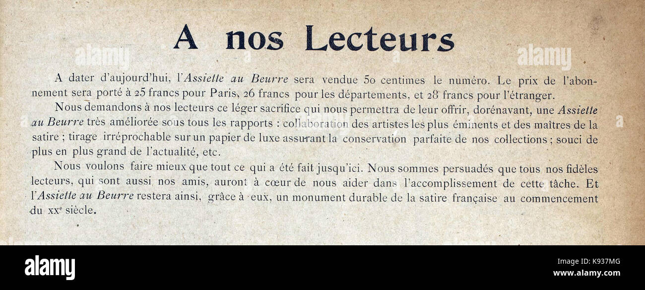 L'Assiette au beurre avis 1904 Stock Photo