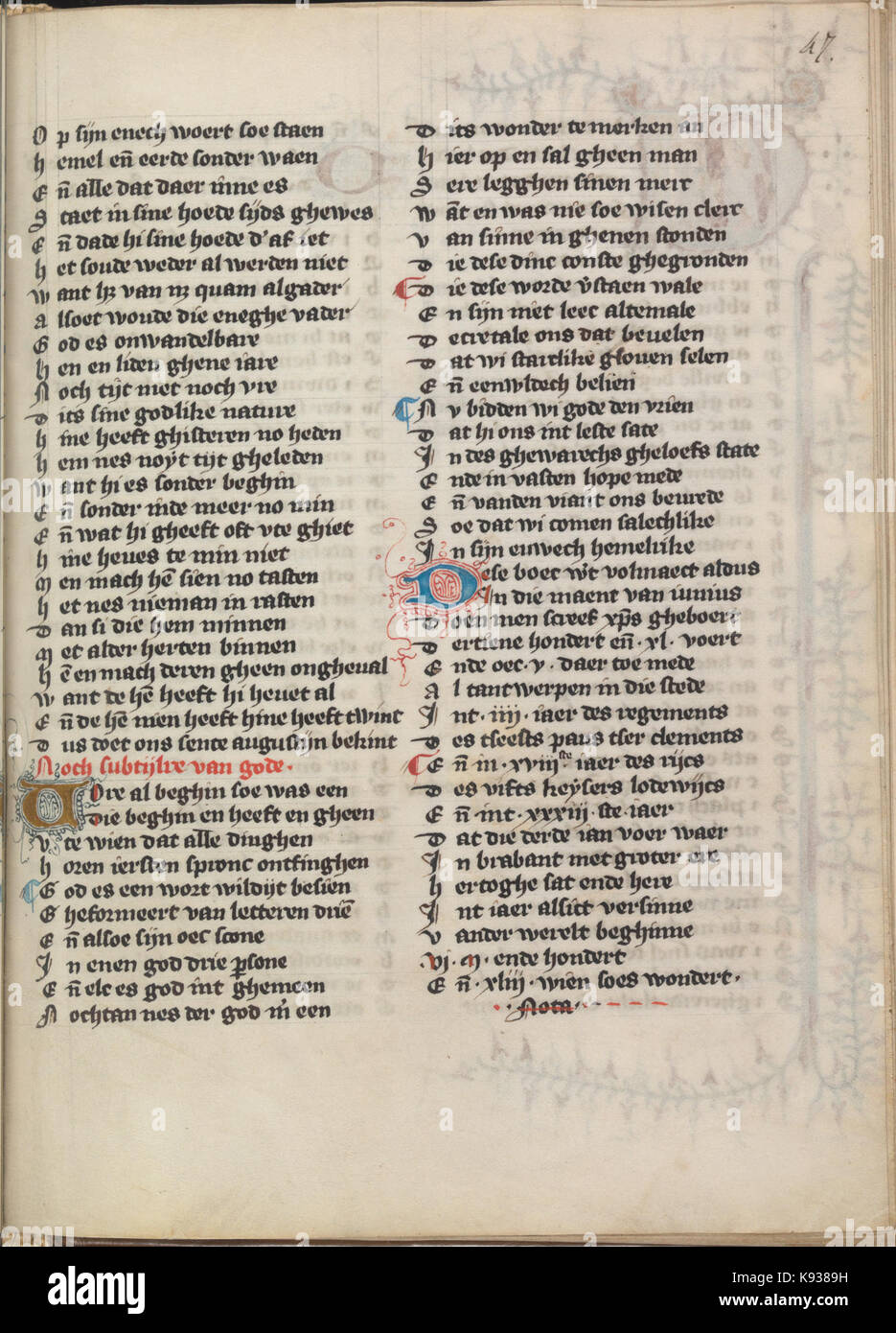 KB 76 E 5 Die Dietsche Doctrinale, folium 047r Stock Photo - Alamy