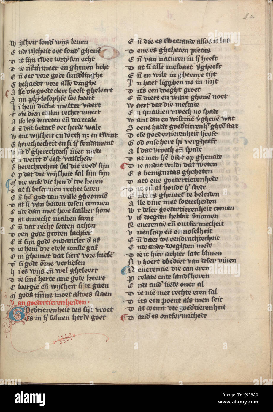 KB 76 E 5 Die Dietsche Doctrinale, folium 040r Stock Photo - Alamy