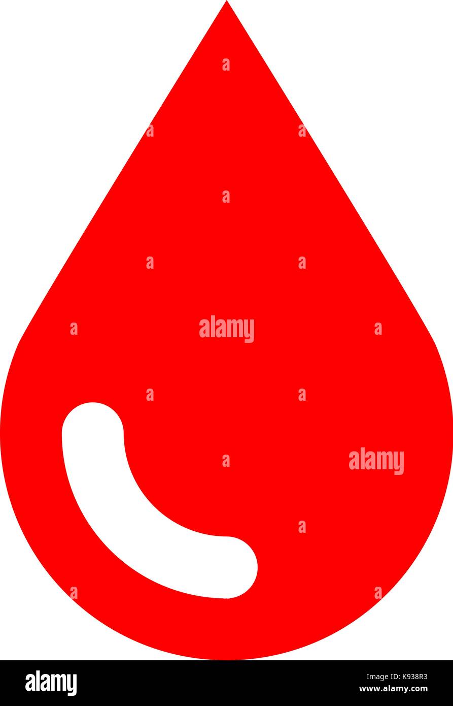 Red drop icon. Blood sign in simple, solid, plain, flat style. Vector