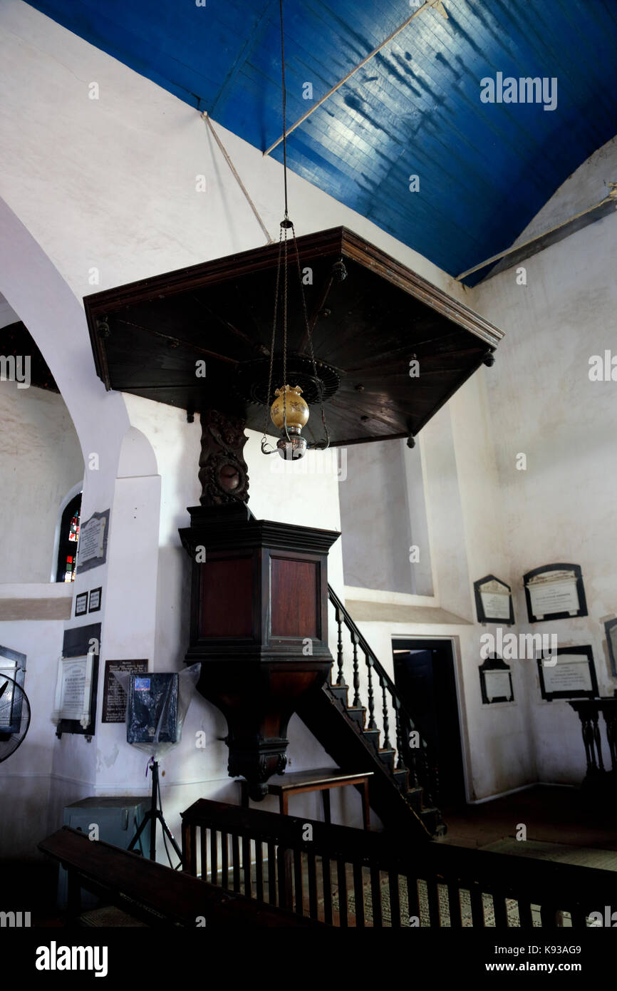 Galle Sri Lanka Galle Fort Dutch Reformed Church built around 1755 Canopy over Pulpit Stock Photo