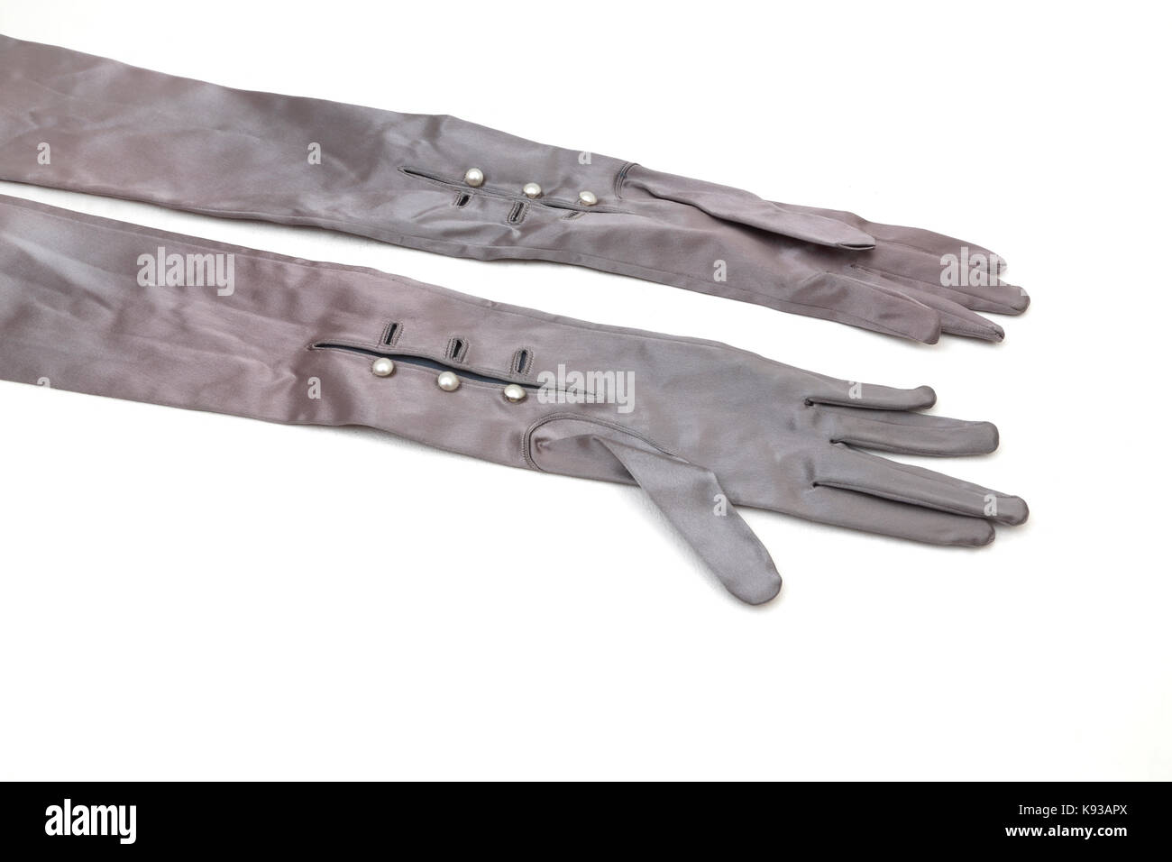 grey evening gloves