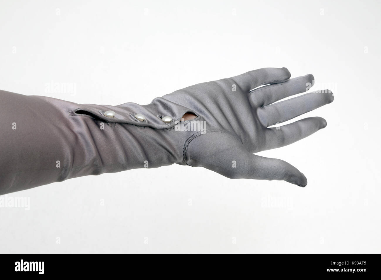 grey evening gloves