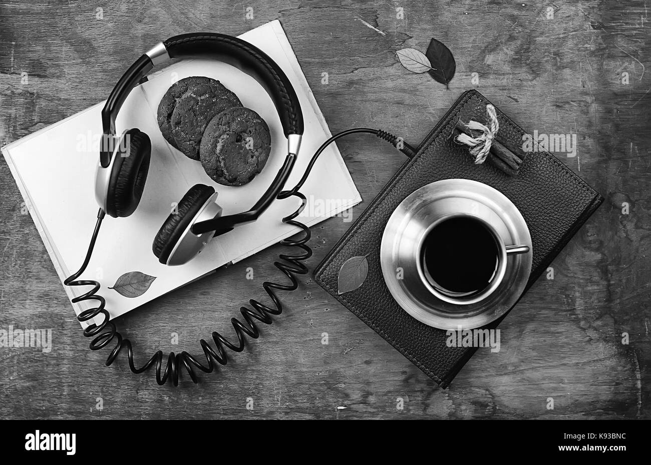 concept of listening to audio books in the learning process Stock Photo ...
