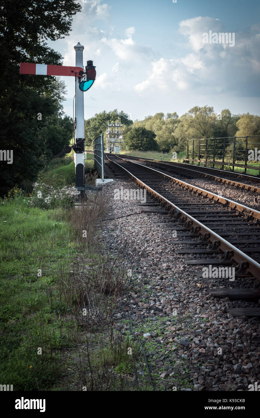 Railway single and tracks Stock Photo