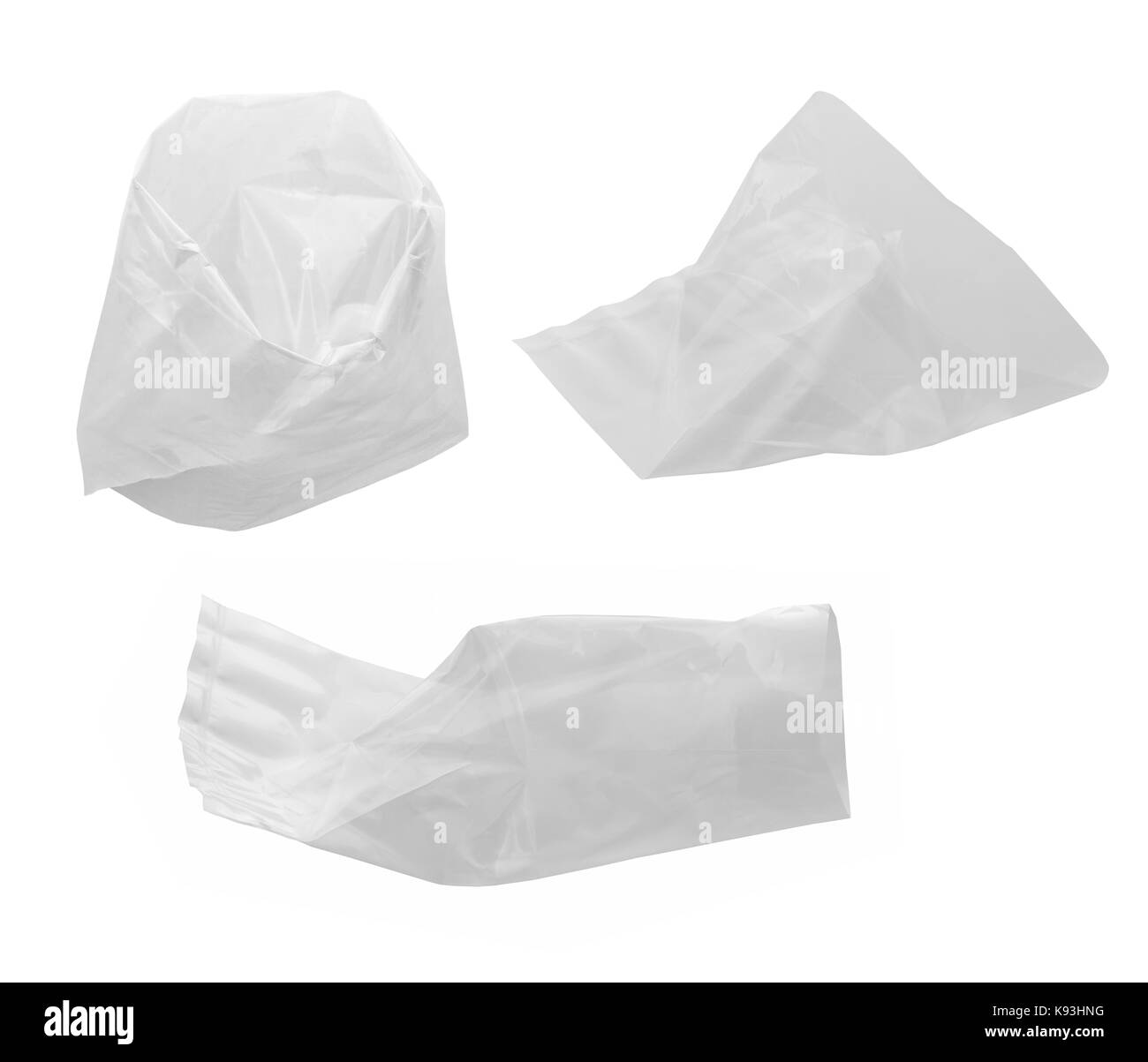 Wrinkle plastic bag on white background (clipping path included Stock