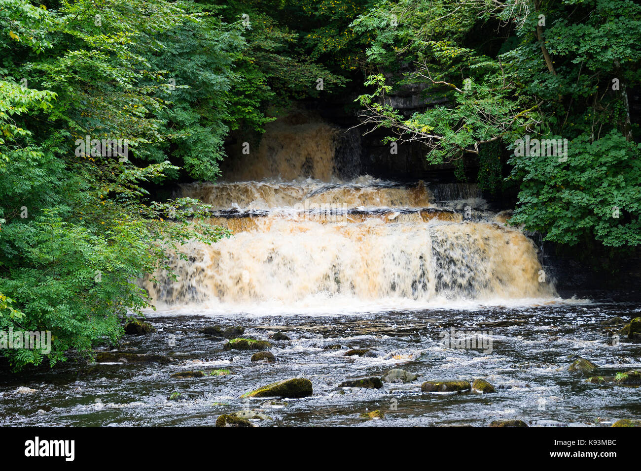 The Beautiful Cotter Force Waterfall on Cotter Beck Near Hawes in The Yorkshire Dales National Park Yorkshire England United Kingdom UK Stock Photo