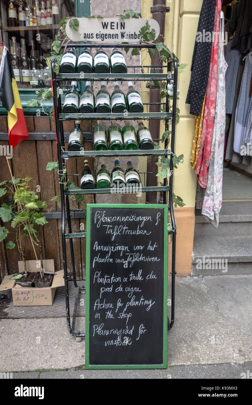 BERNKASTEL-KEUS, GERMANY - 5TH Aug 17:  Traditional German wine on display to tourists visiting the old medieval town. Stock Photo
