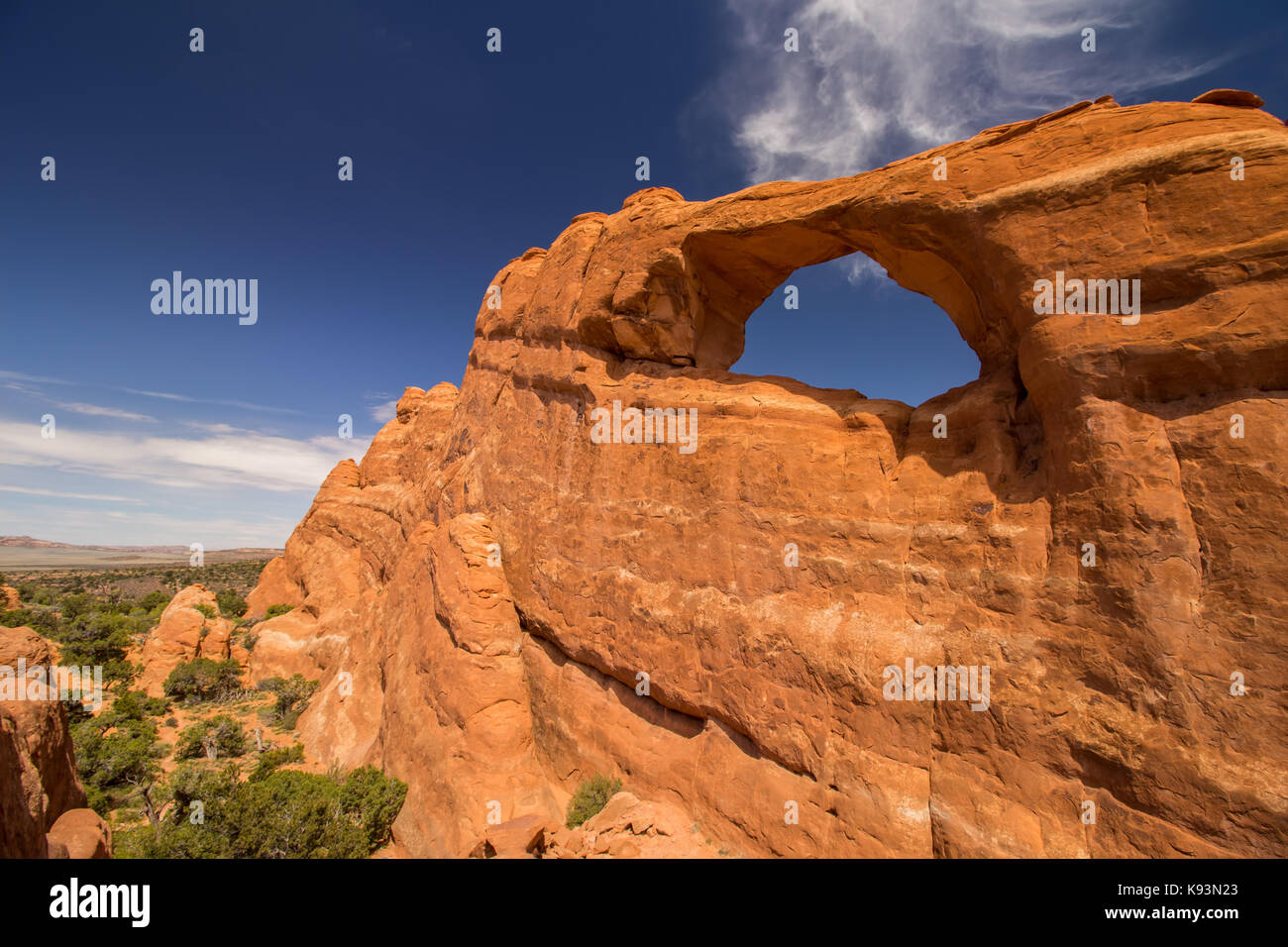 Skyline Arch in Utah, viewed on a sunny day. Stock Photo