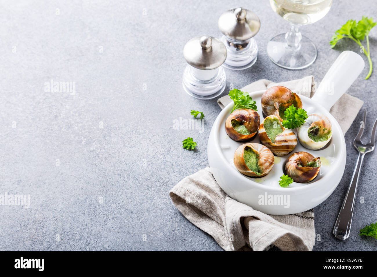 Snails with garlic herbs butter Stock Photo Alamy