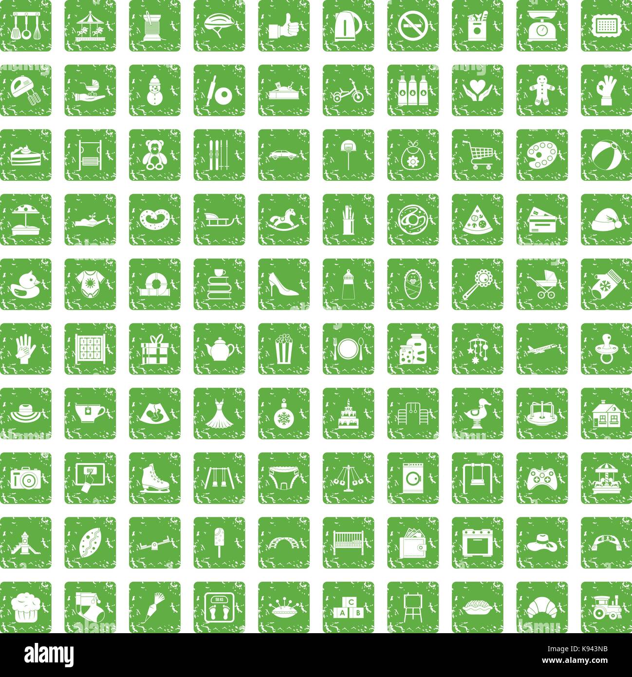 100 mother and child icons set grunge green Stock Vector Image & Art ...