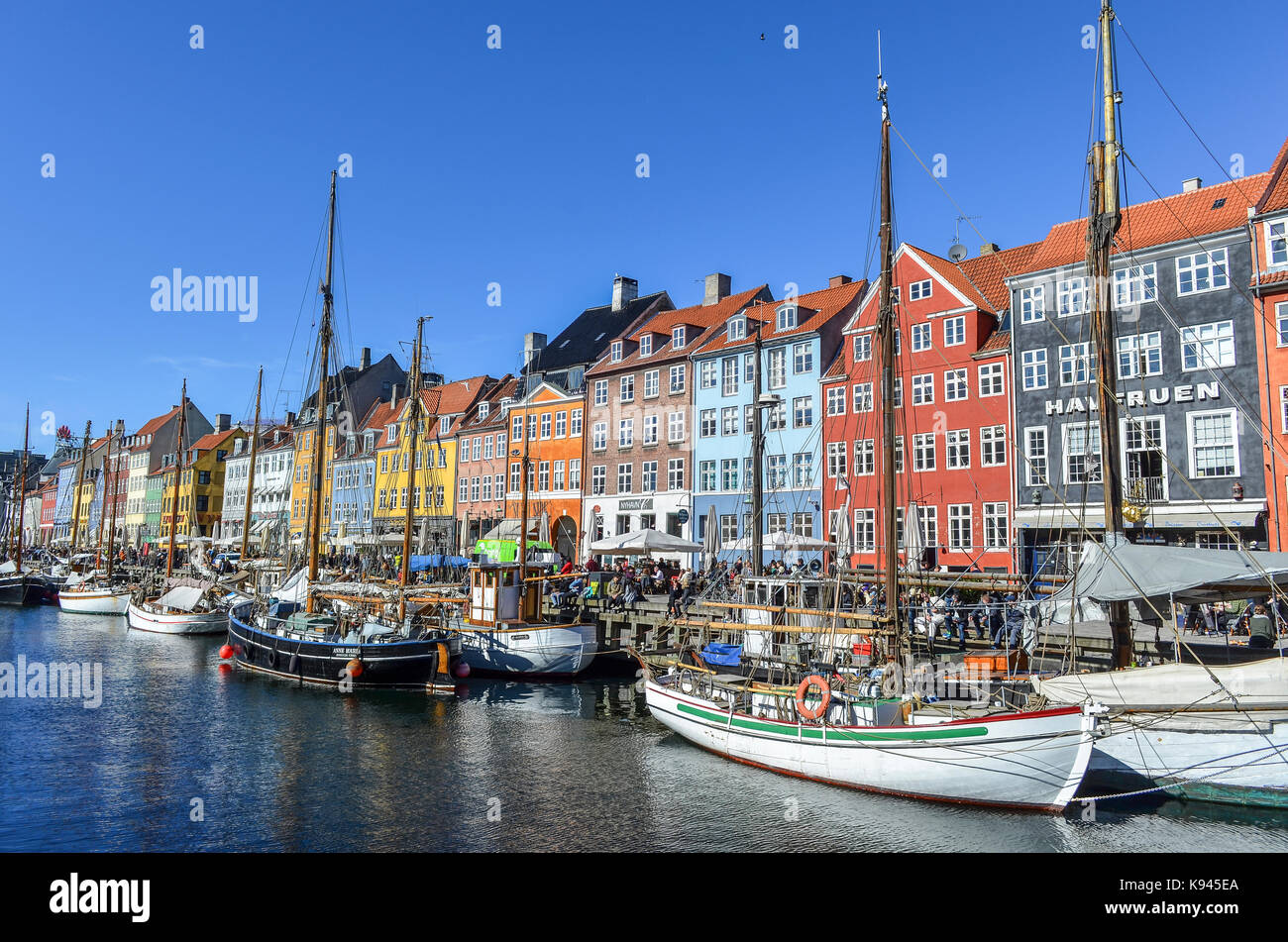 Nyhavn, the 17th century waterfront with row of colourful historic ...