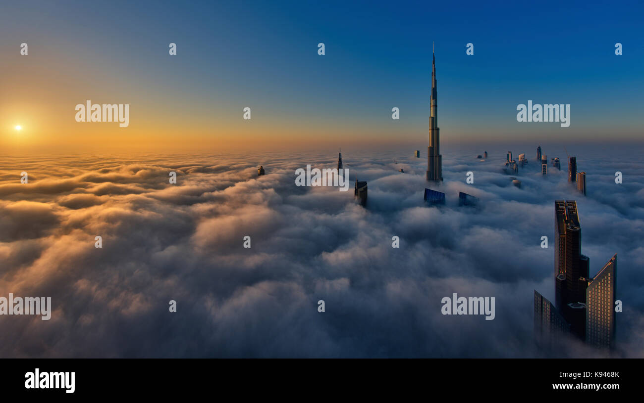 View of the Burj Khalifa and other skyscrapers above the ...