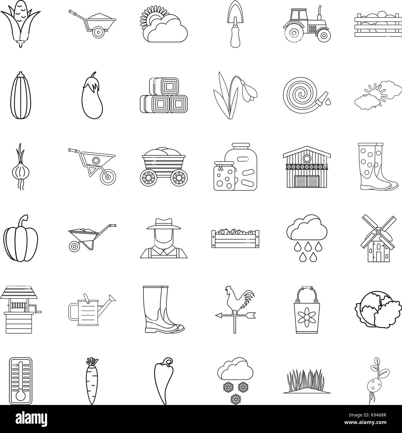 Weather icons set, outline style Stock Vector Image & Art - Alamy