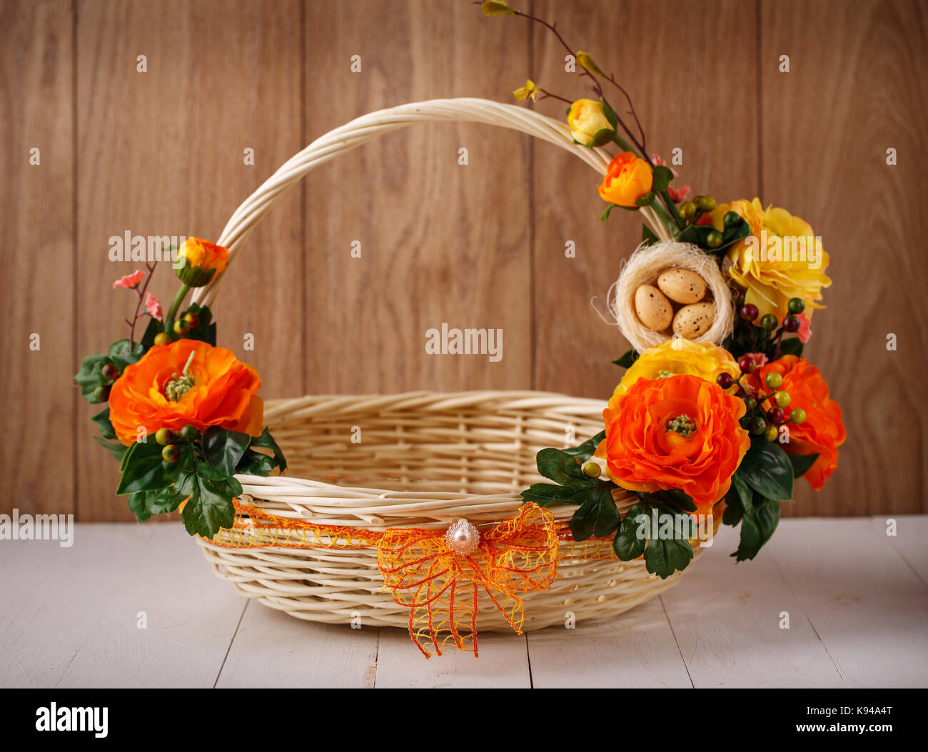 Designer Easter Basket “Etno style “ pottery and dry flowers collection / small adult