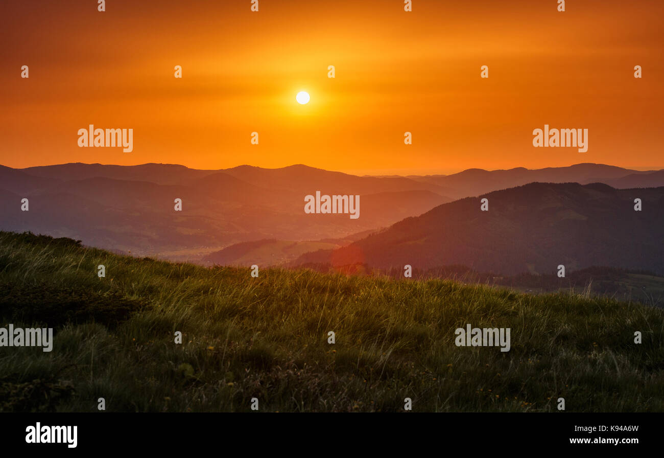 Majestic sunset in the mountains landscape Stock Photo - Alamy