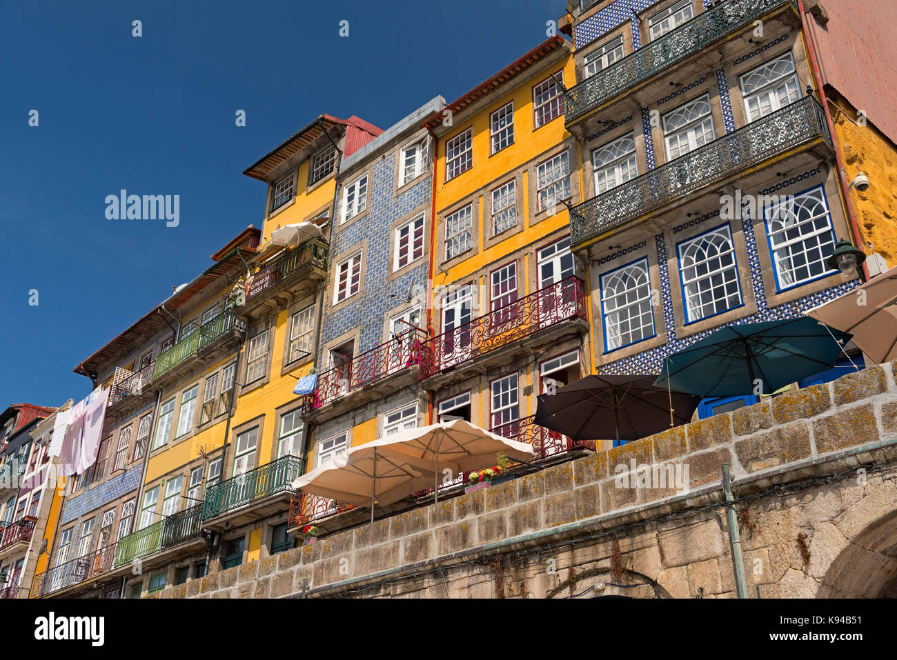 Ribeira district houses Porto Portugal Stock Photo