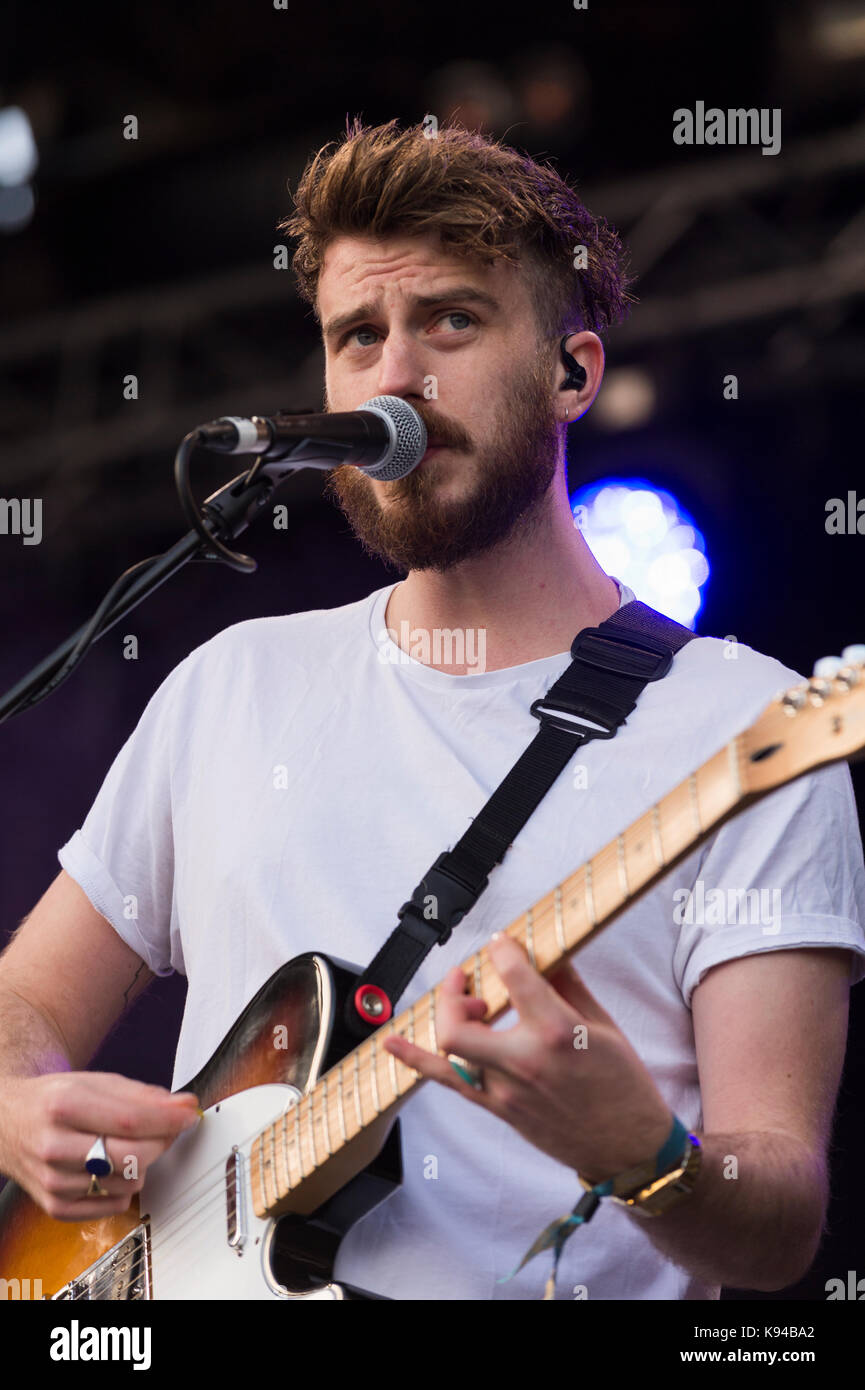 Thornhill, Scotland, UK - September 2, 2017: Kris Platt of Scottish indie band Fatherson performing during day 2 of Electric Fields Festival. Stock Photo