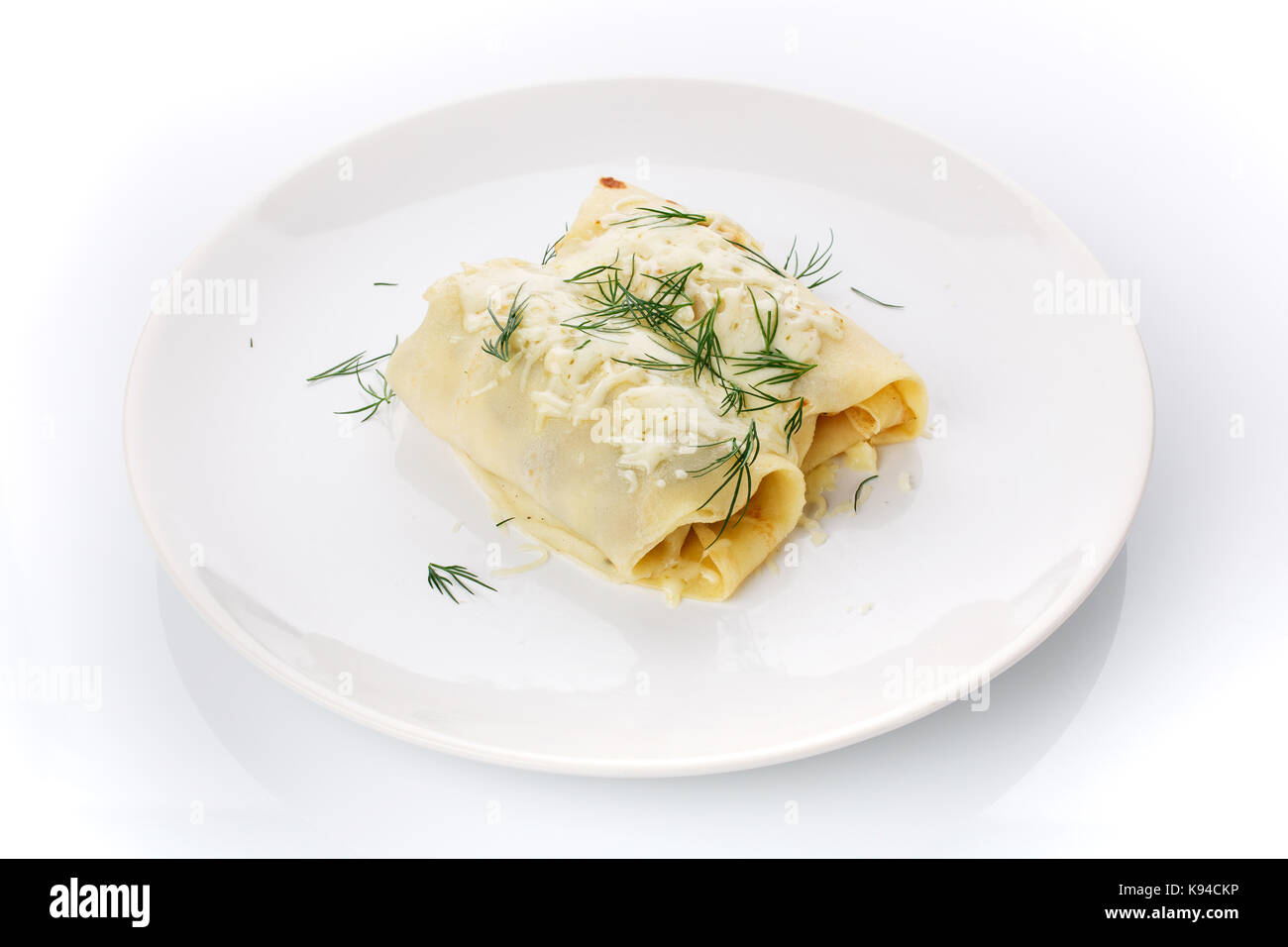 Pancakes with dill Stock Photo