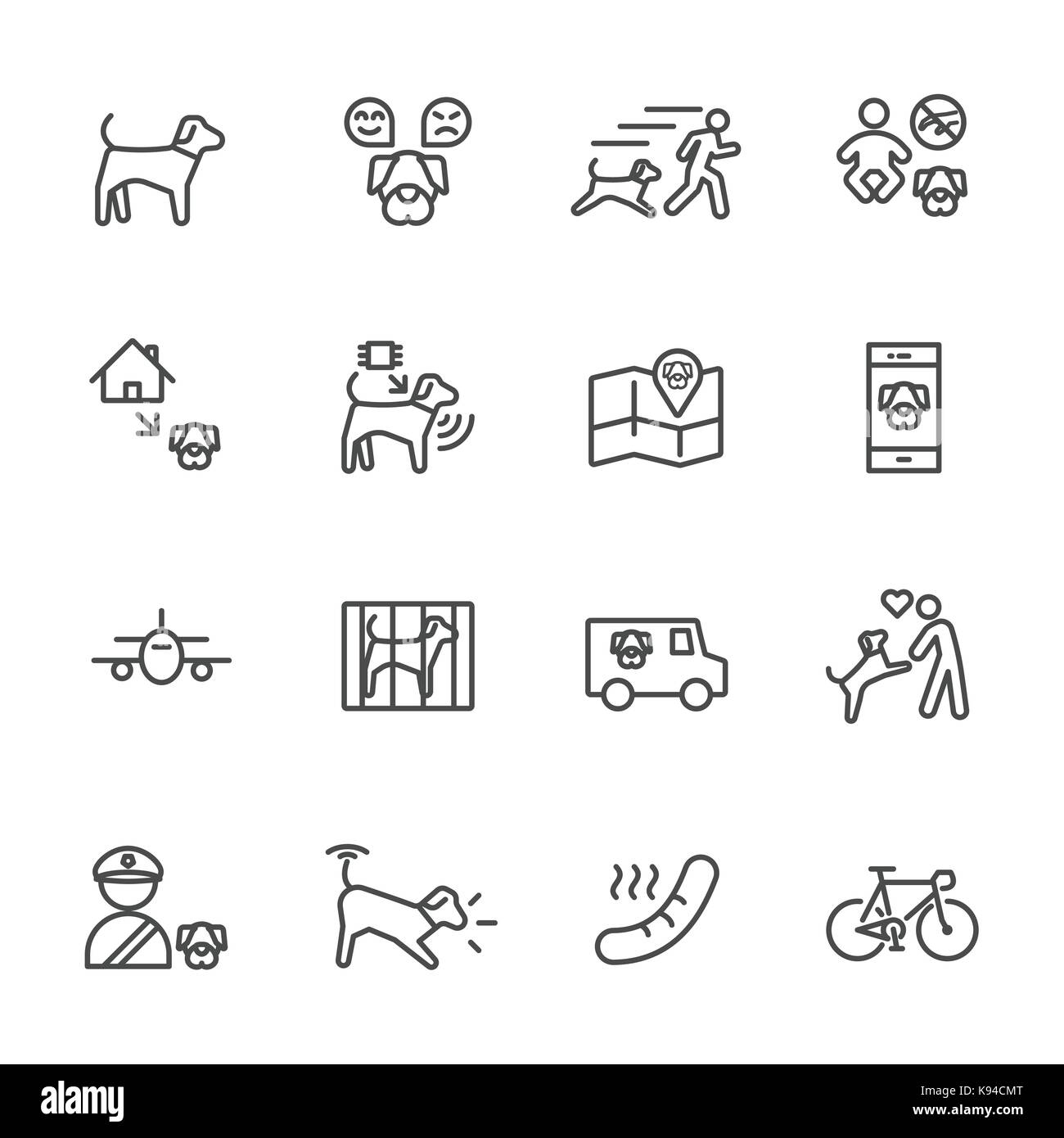 Dog is my best friend, Simple thin line icons set. Vector icon design Stock Vector