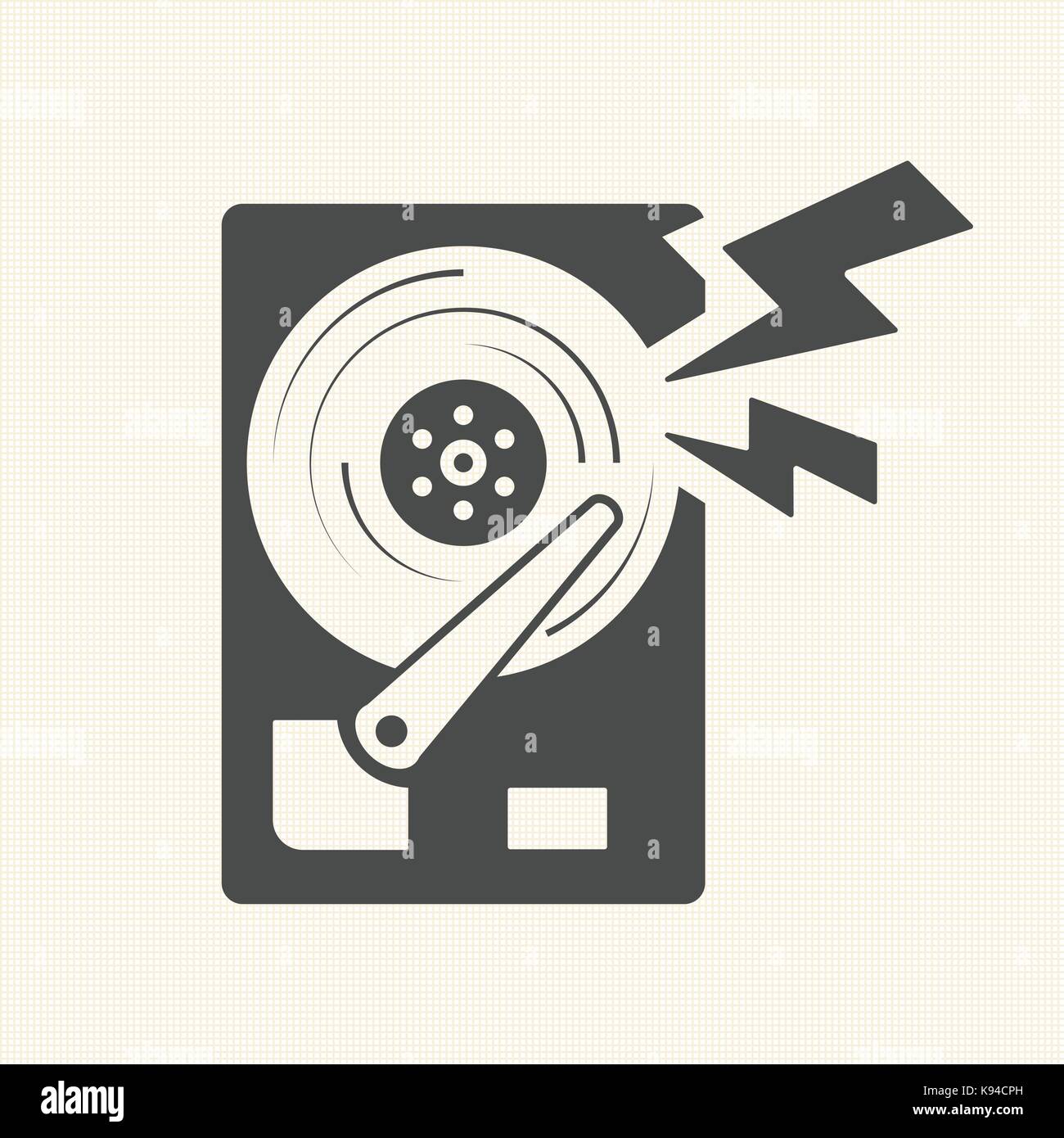 Damage the data, Hard disk scratch icon. Vector design Stock Vector