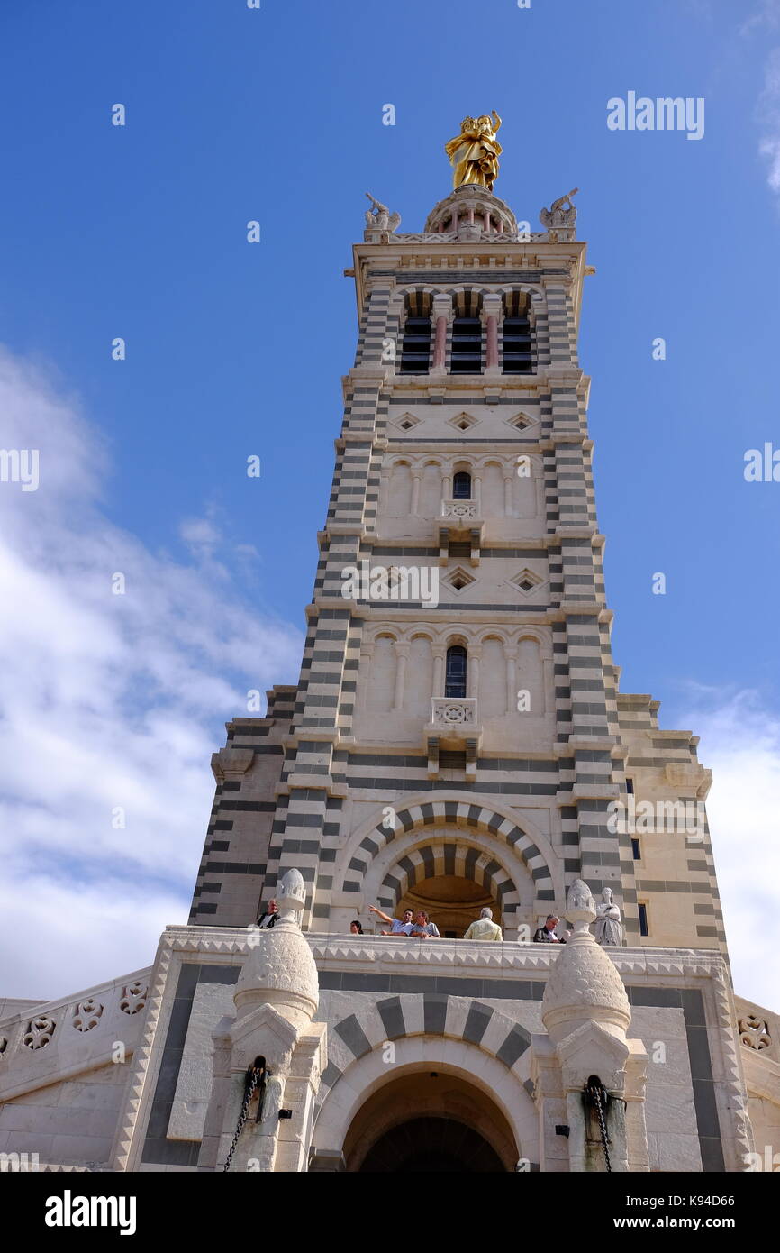 Notre Dame de la Garde, a Catholic Basilica in Marseilles, Provence, France. It is the cities most visited attraction. Stock Photo