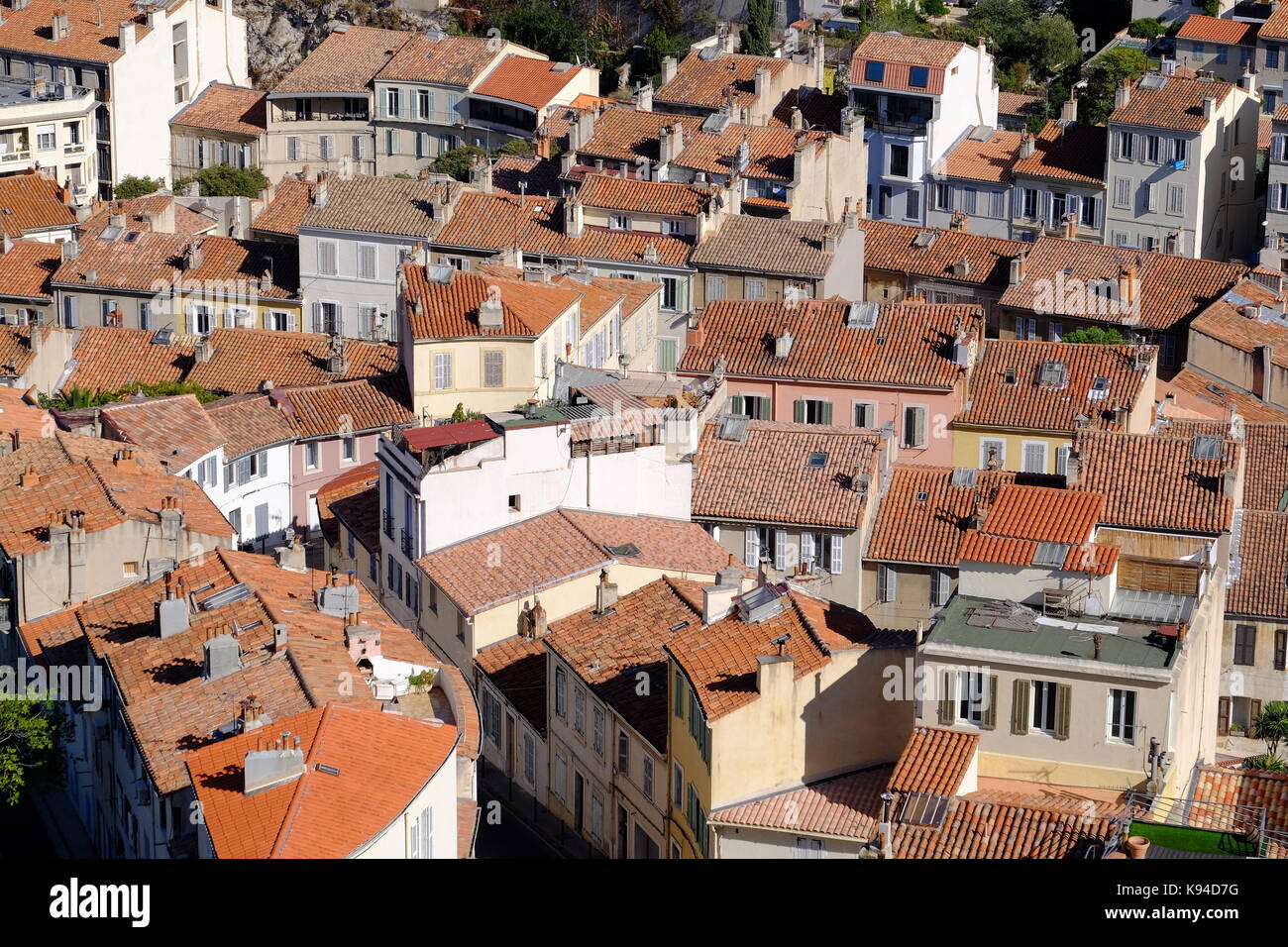 Red tiled rooftops, Marseilles, Provence, France Stock Photo