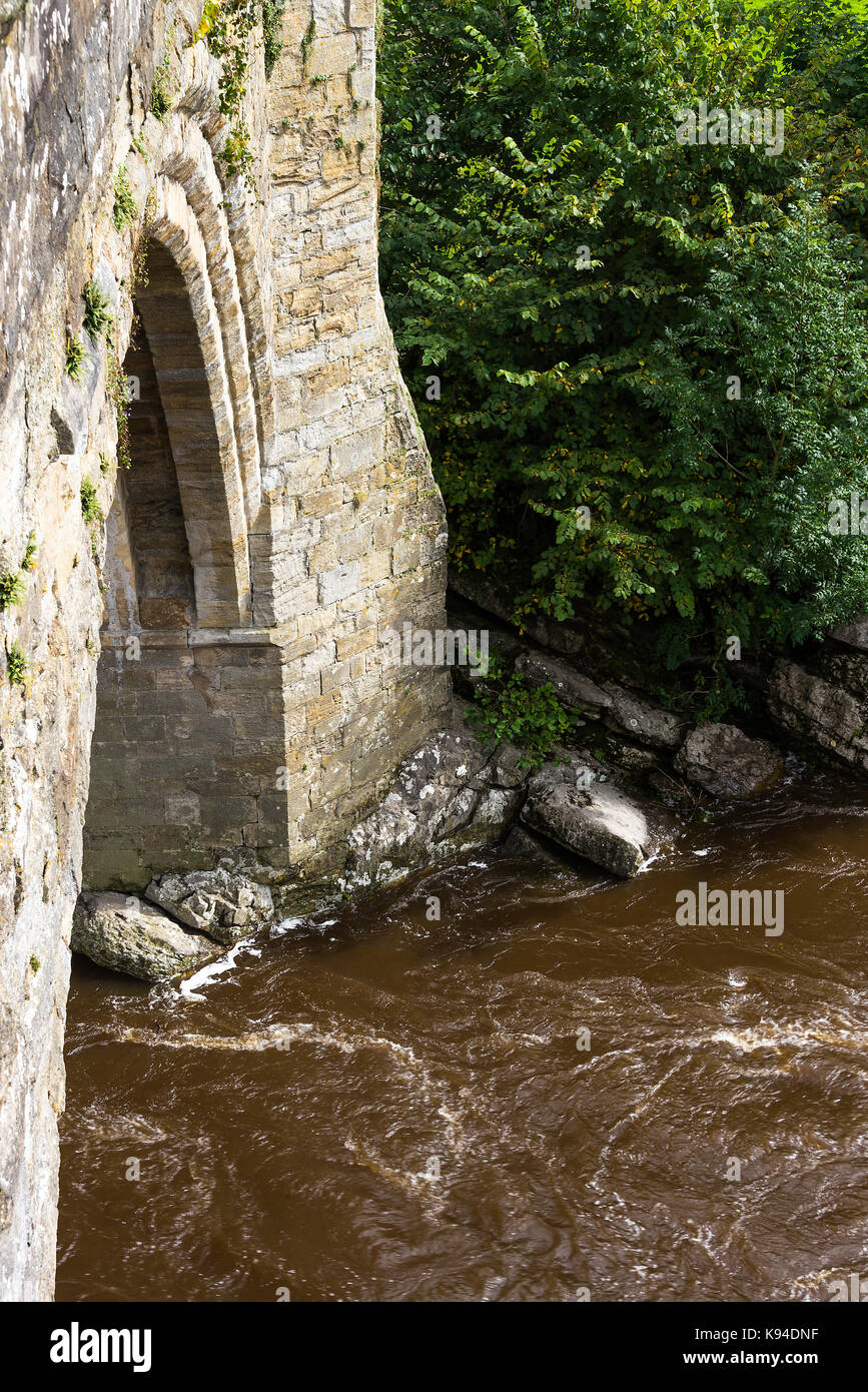 The Old Stone Devils Bridge over The River Lune in Kirkby Lonsdale Cumbria England United Kingdom UK Stock Photo