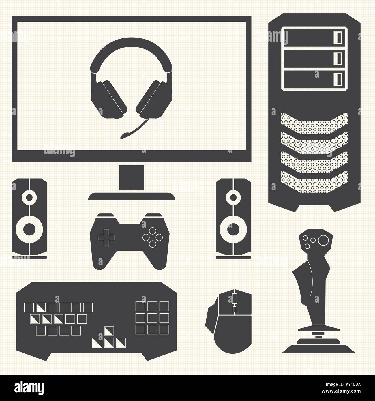 Computer And Hardware Devices For Pc Gamer Stock Vector Image Art Alamy