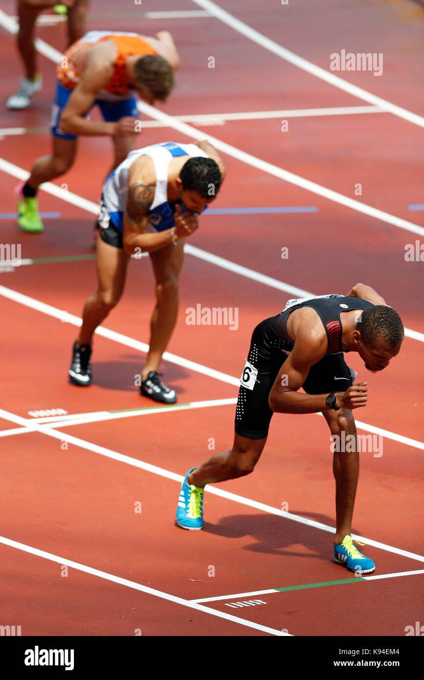 Brandon MCBRIDE (Canada) competing in the Men's 800m Heat 2 at the 2017, IAAF World Championships, Queen Elizabeth Olympic Park, Stratford, London, UK. Stock Photo