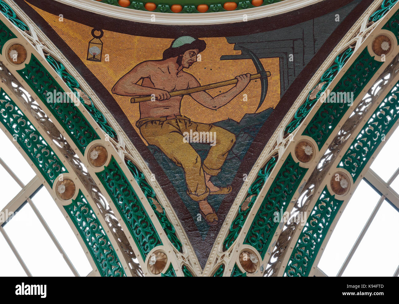 Ceiling mosaic detail, County Arcade, Briggate, Leeds Stock Photo