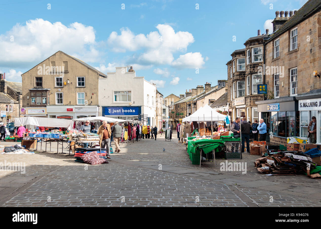 Shoppers in the Market Place, Otley, Leeds Stock Photo