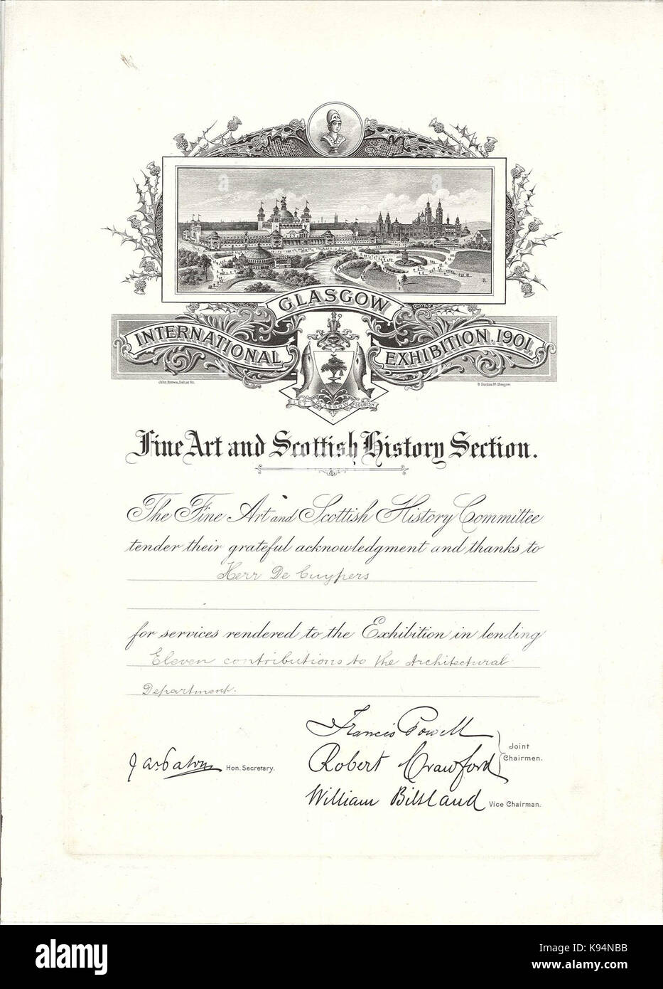 letter of thanks to pierre cuypers for services rendered to the services rendered letter