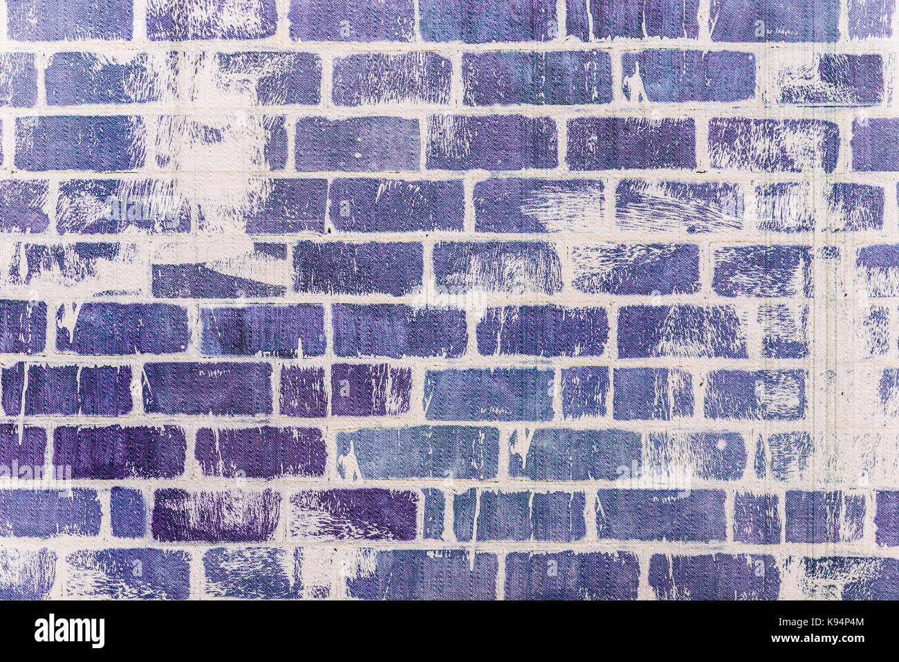 Purple brick wall texture industrial background for commercial use. Rough grunge blue texture imitation of old, used, weathered, brick wall. High reso Stock Photo