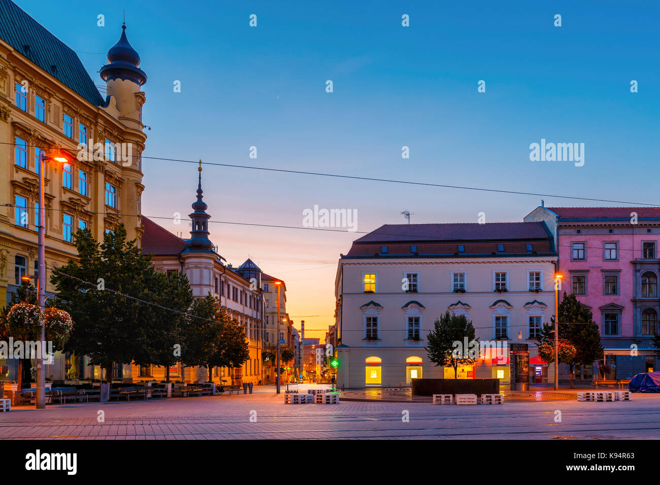 Square in the old town of Brno, Czech Republic. Stock Photo