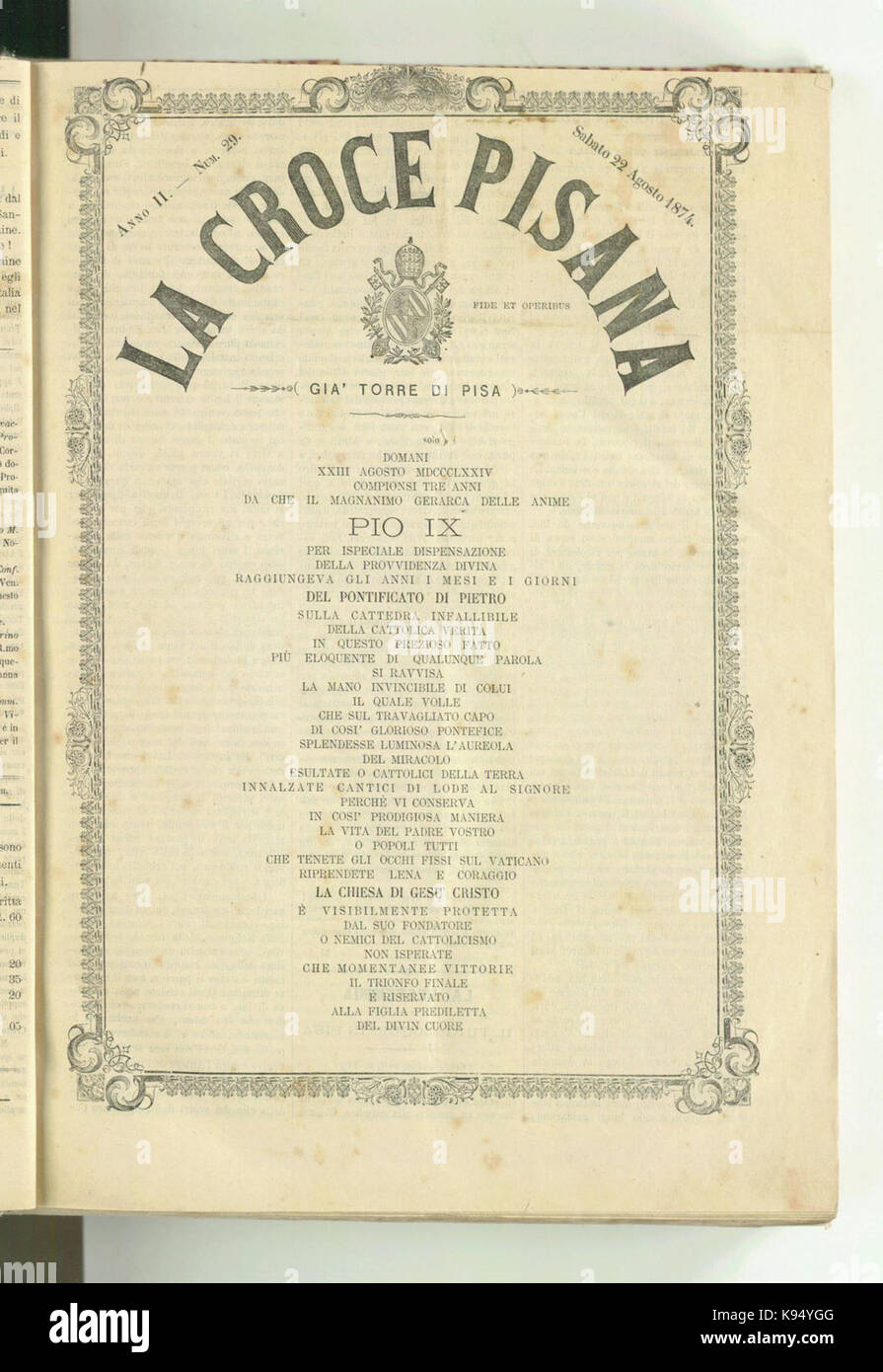 La Croce Pisana Del 22 Agosto 1874 Stock Photo Alamy