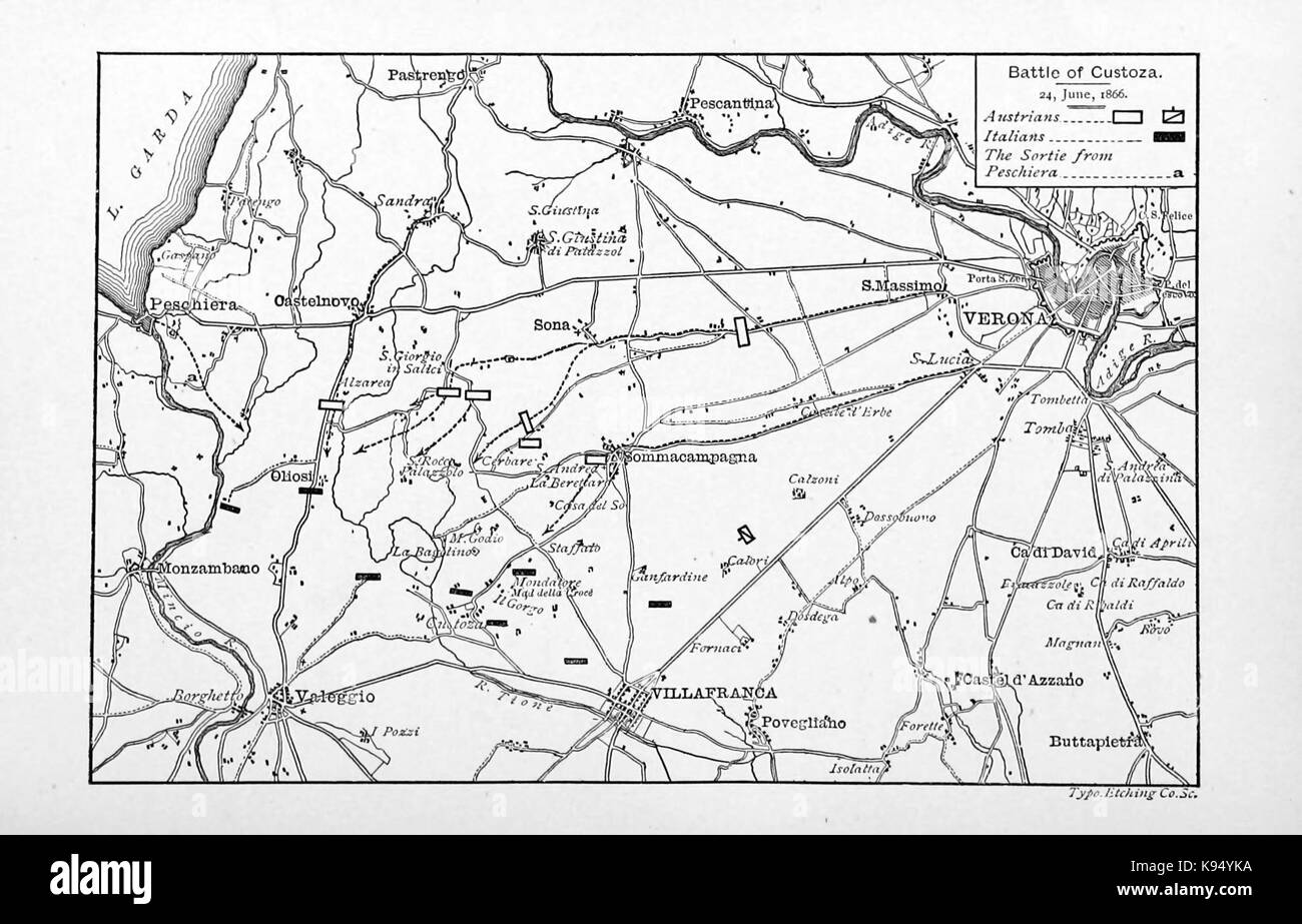 Karte der Schlacht bei Custozza Stock Photo Alamy